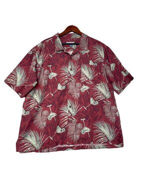 Havana Jacks Cafe Men's XXL  Martini Print 100% Silk Button Up Beach Shirt C0640